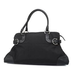 Salvatore Ferragamo Tote Bag Gancini Nylon Leather Black Women's