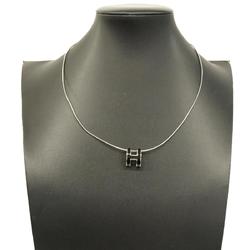 Hermes Necklace Pop Ash Metal Silver Black Women's