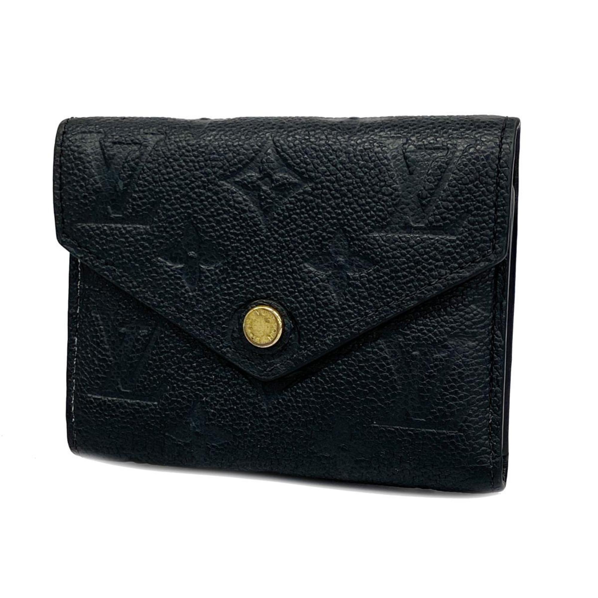 Louis Vuitton Tri-fold Wallet Monogram Empreinte Portefeuille Victorine M64060 Noir Ladies