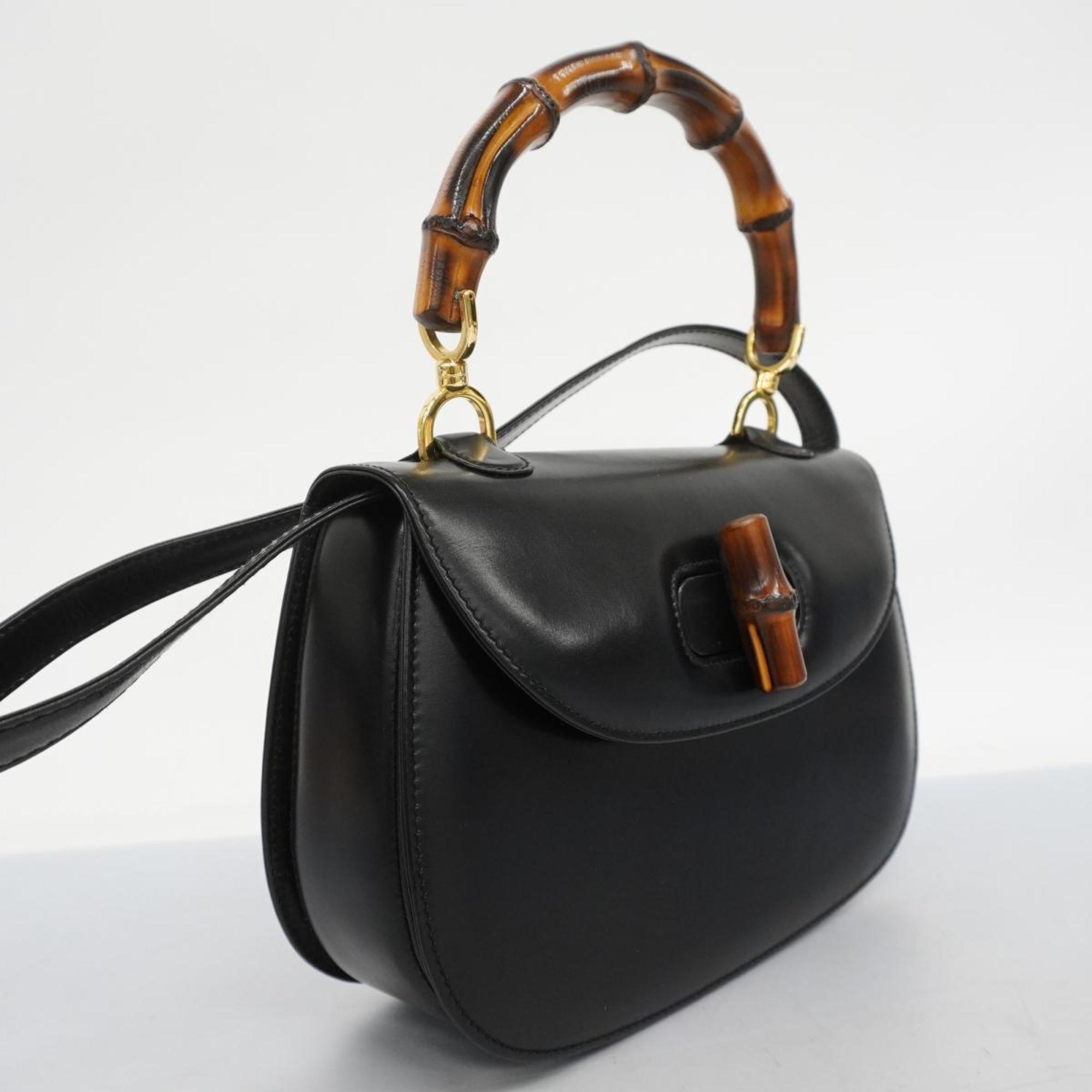 Gucci Handbag Bamboo 000 46 0633 Leather Black Women's