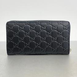 Gucci Long Wallet Guccissima 473928 Leather Black Men's