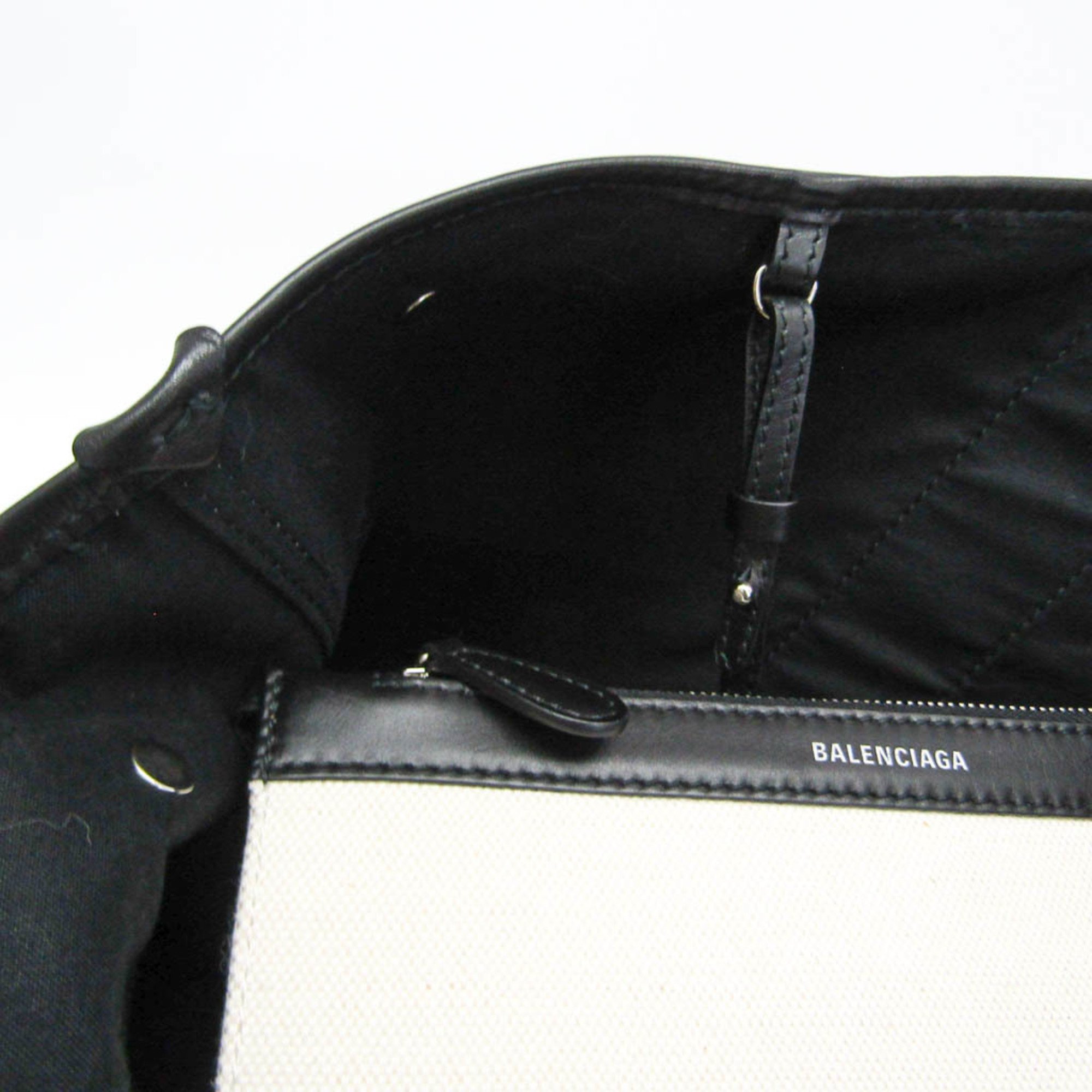 Balenciaga Navy Cabas M 339936 Men,Women Canvas,Leather Handbag,Tote Bag Black,Off-white