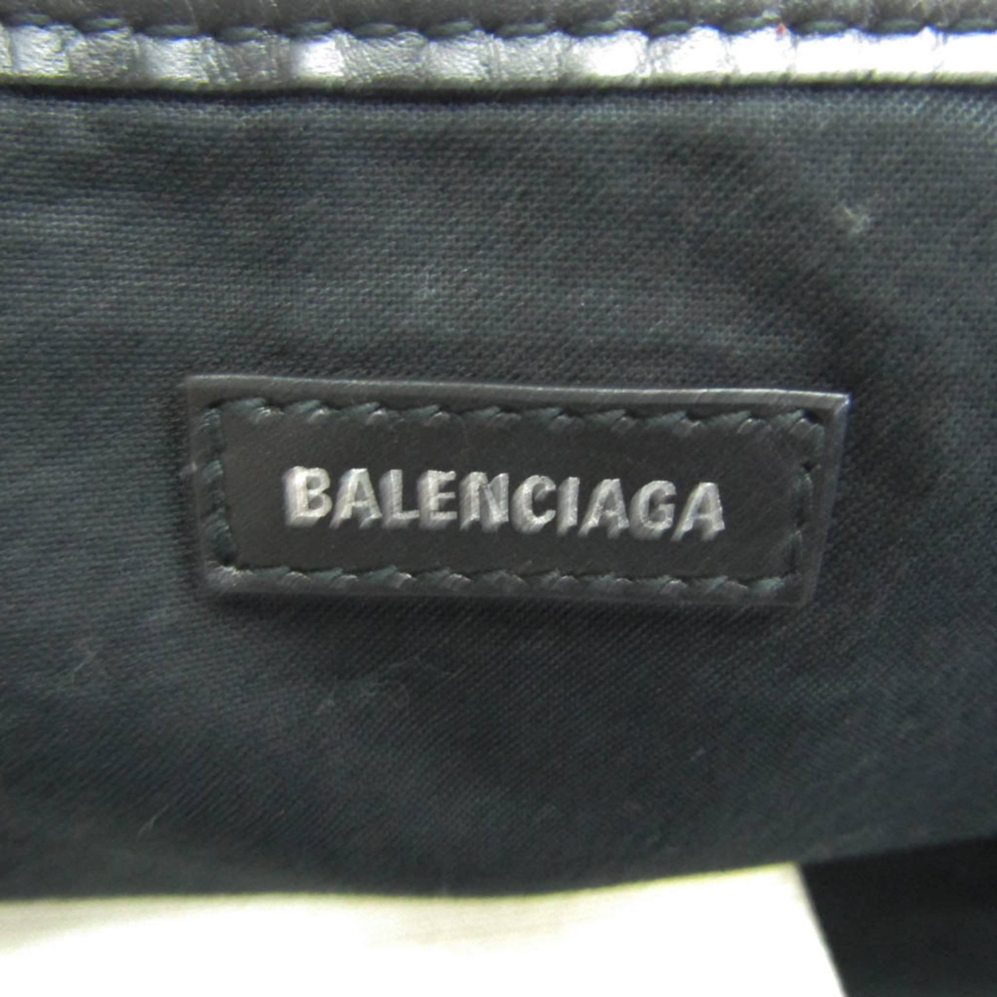 Balenciaga Navy Cabas M 339936 Men,Women Canvas,Leather Handbag,Tote Bag Black,Off-white