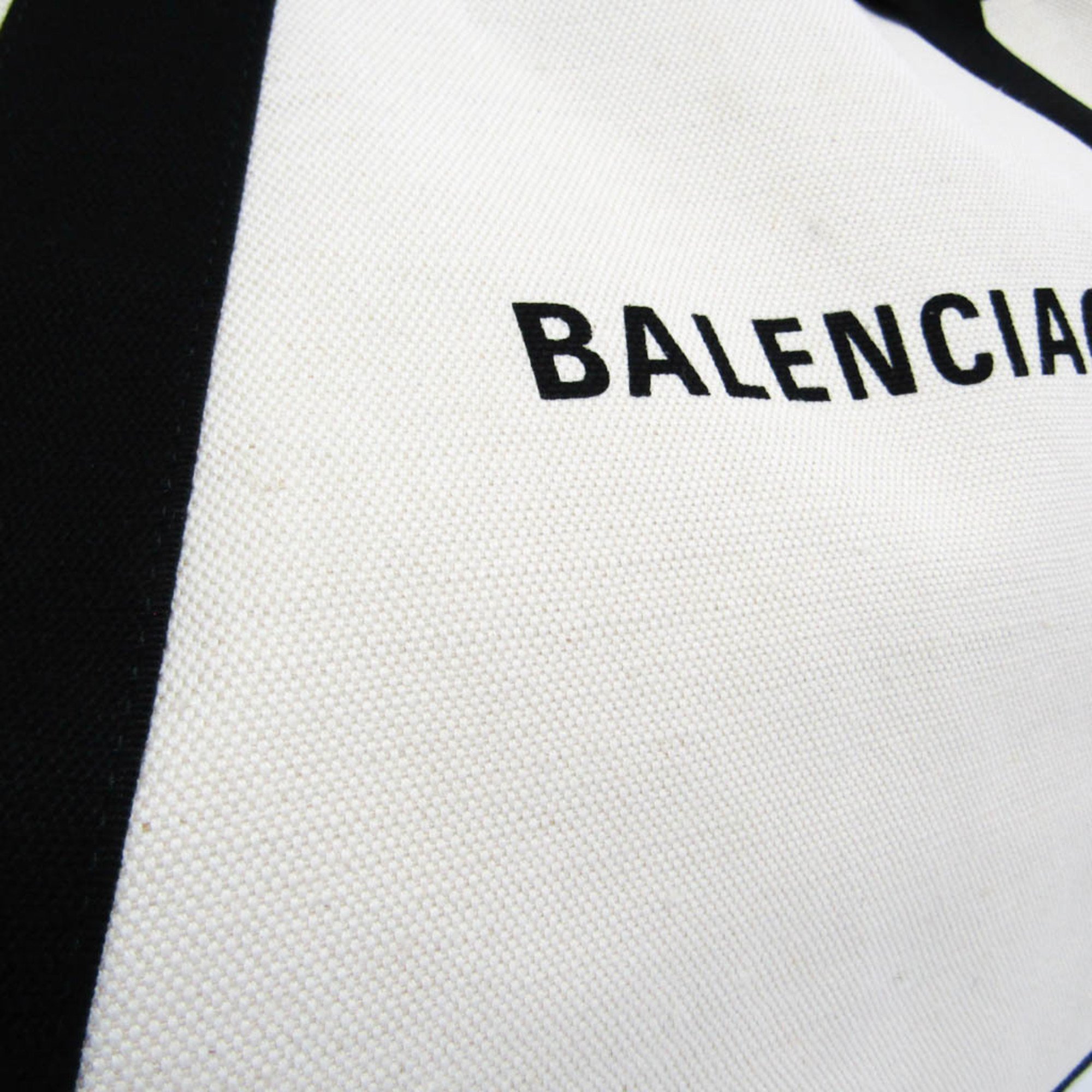 Balenciaga Navy Cabas M 339936 Men,Women Canvas,Leather Handbag,Tote Bag Black,Off-white