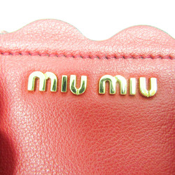 Miu Miu Flower 5BG054 Women's Leather Tote Bag Red Color