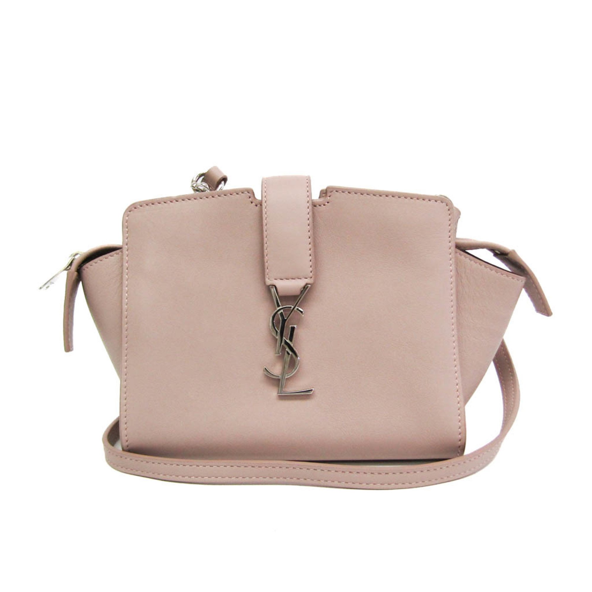 Yves Saint Laurent Toyca Bus 452322 Women's Leather Shoulder Bag Pink Beige