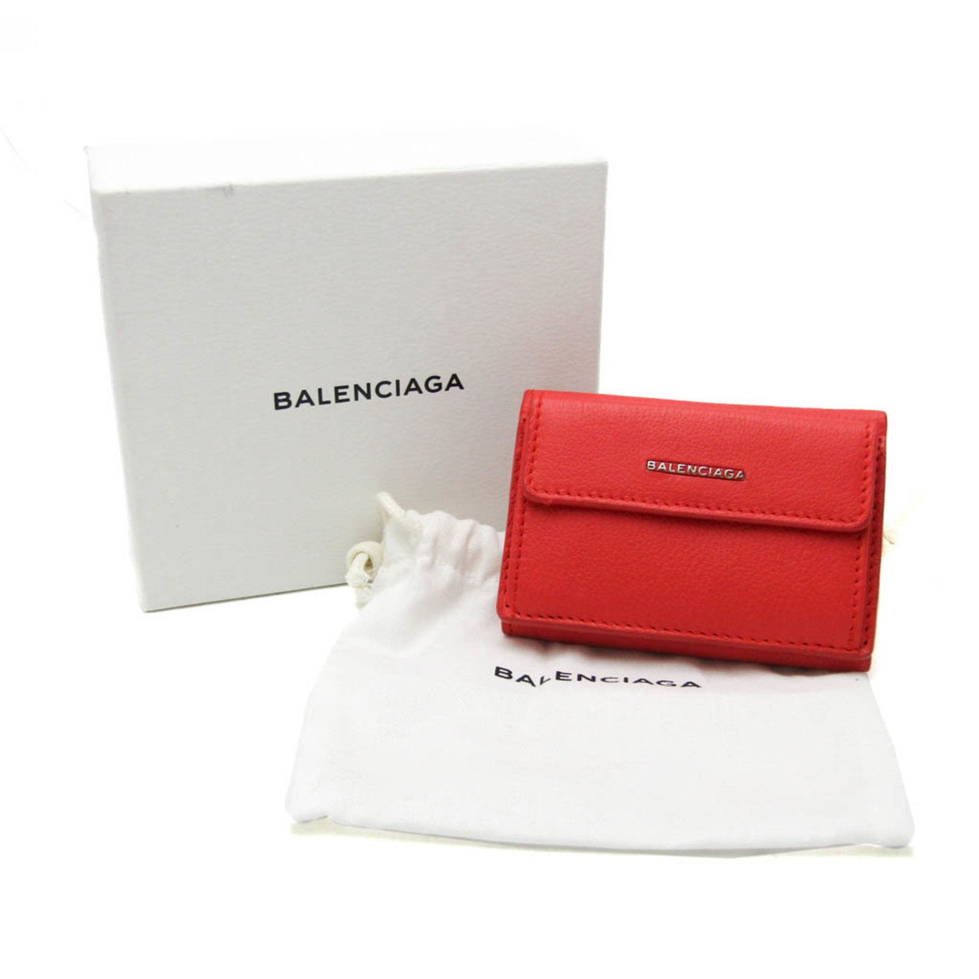 Balenciaga Essential Mini Wallet 410133 Women's Leather Wallet (tri-fold) Orange