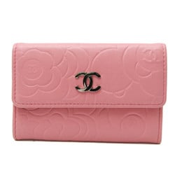 Chanel Camellia Leather Card Case Pink