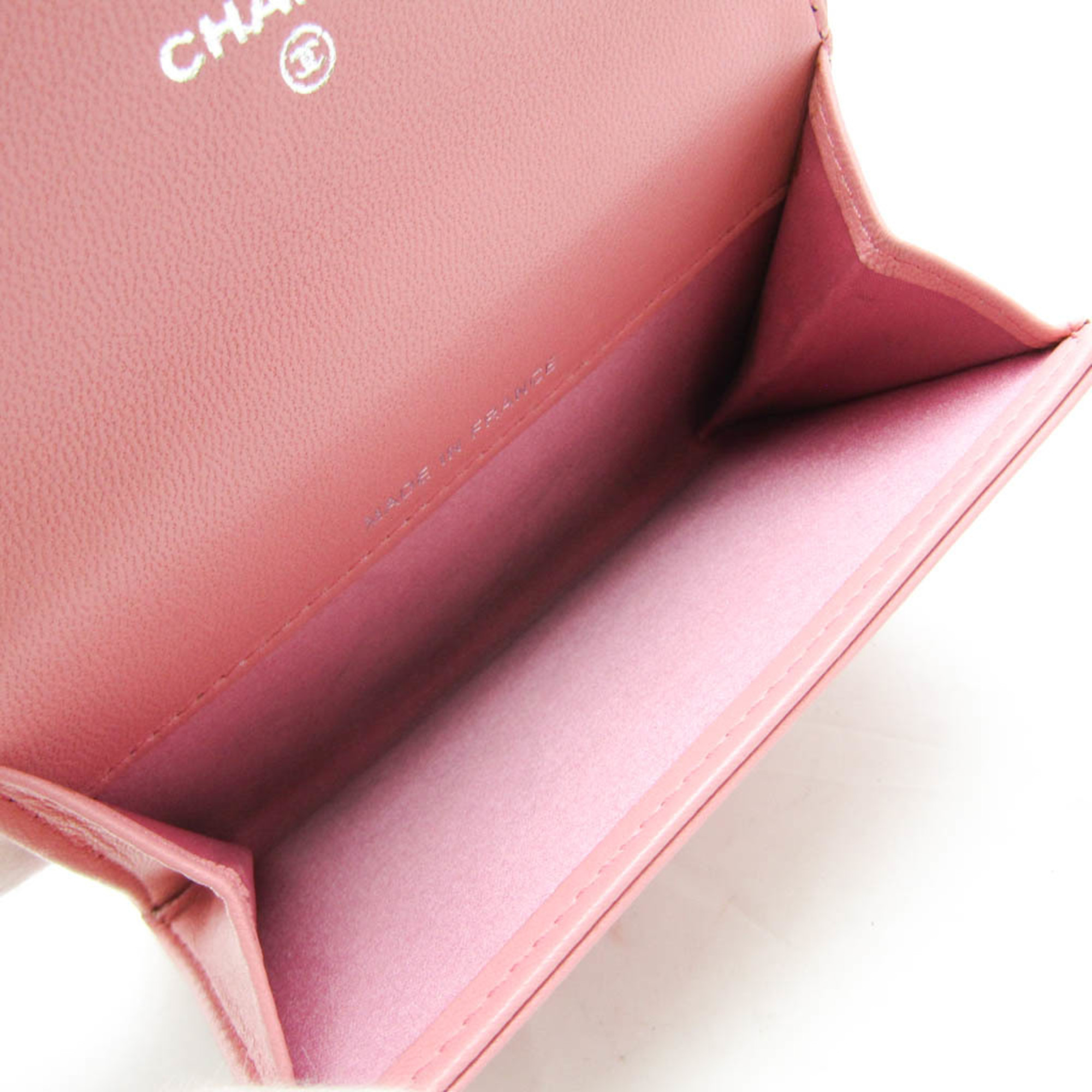 Chanel Camellia Leather Card Case Pink