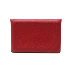 Hermes Calvi Chevre Leather Card Case Red Color