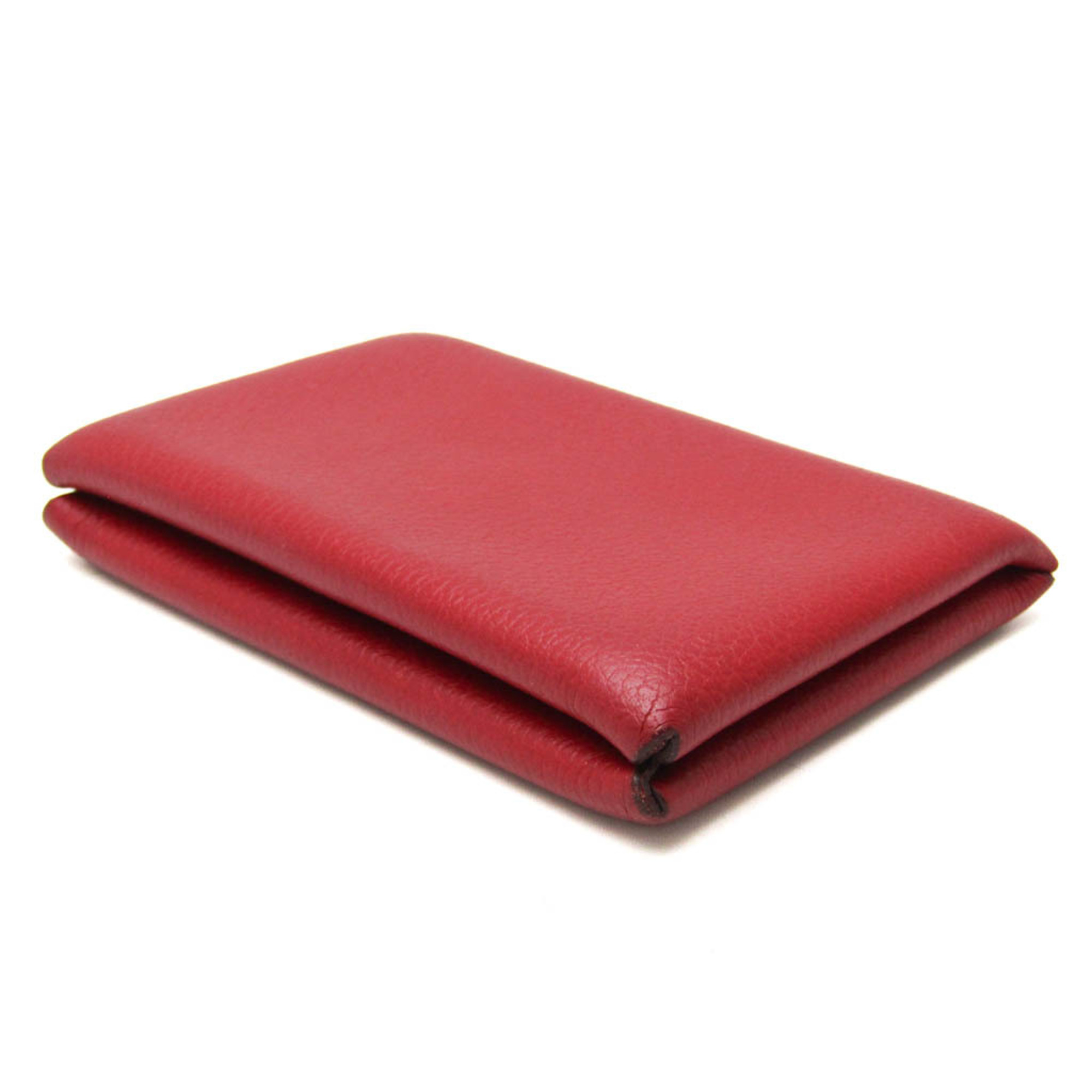 Hermes Calvi Chevre Leather Card Case Red Color