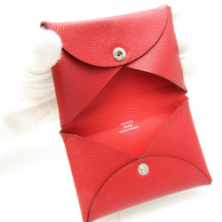 Hermes Calvi Chevre Leather Card Case Red Color