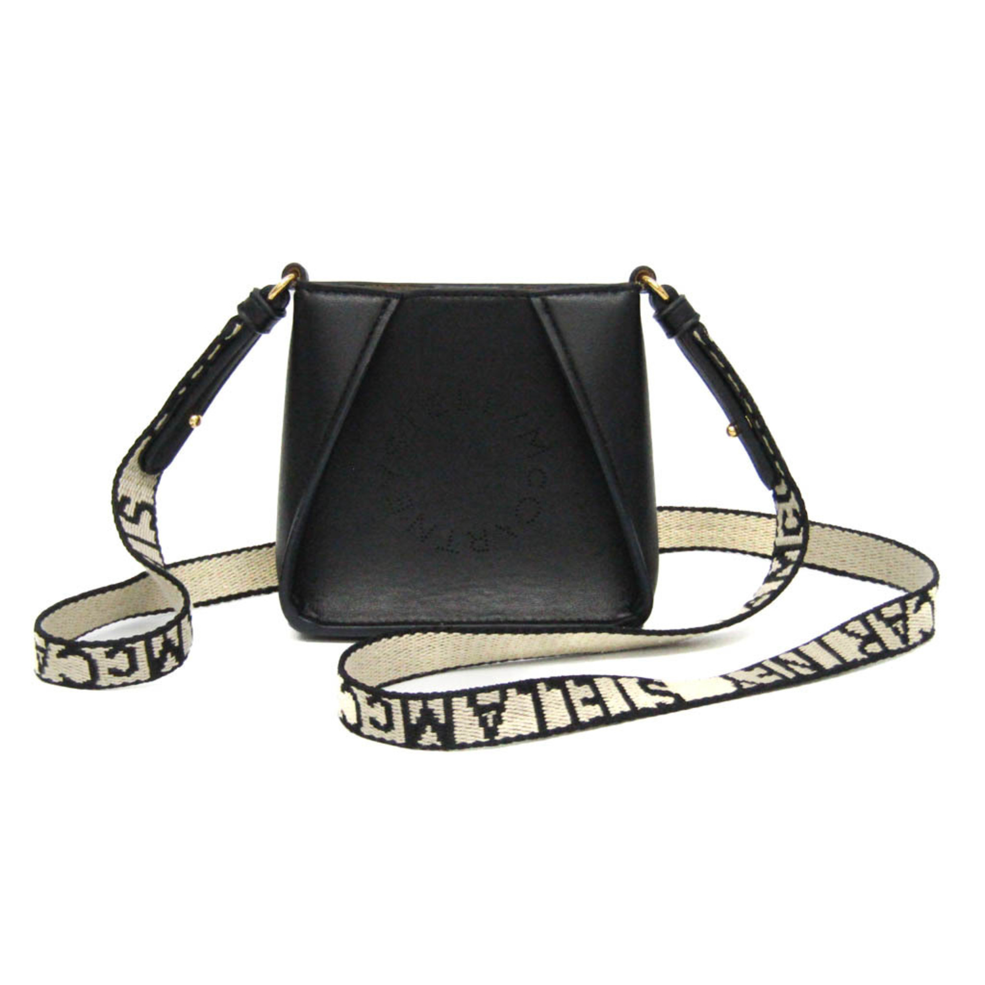 Stella McCartney Mini Stella Logo 700159 W8542 Women's Polyester,Elastane Shoulder Bag Black