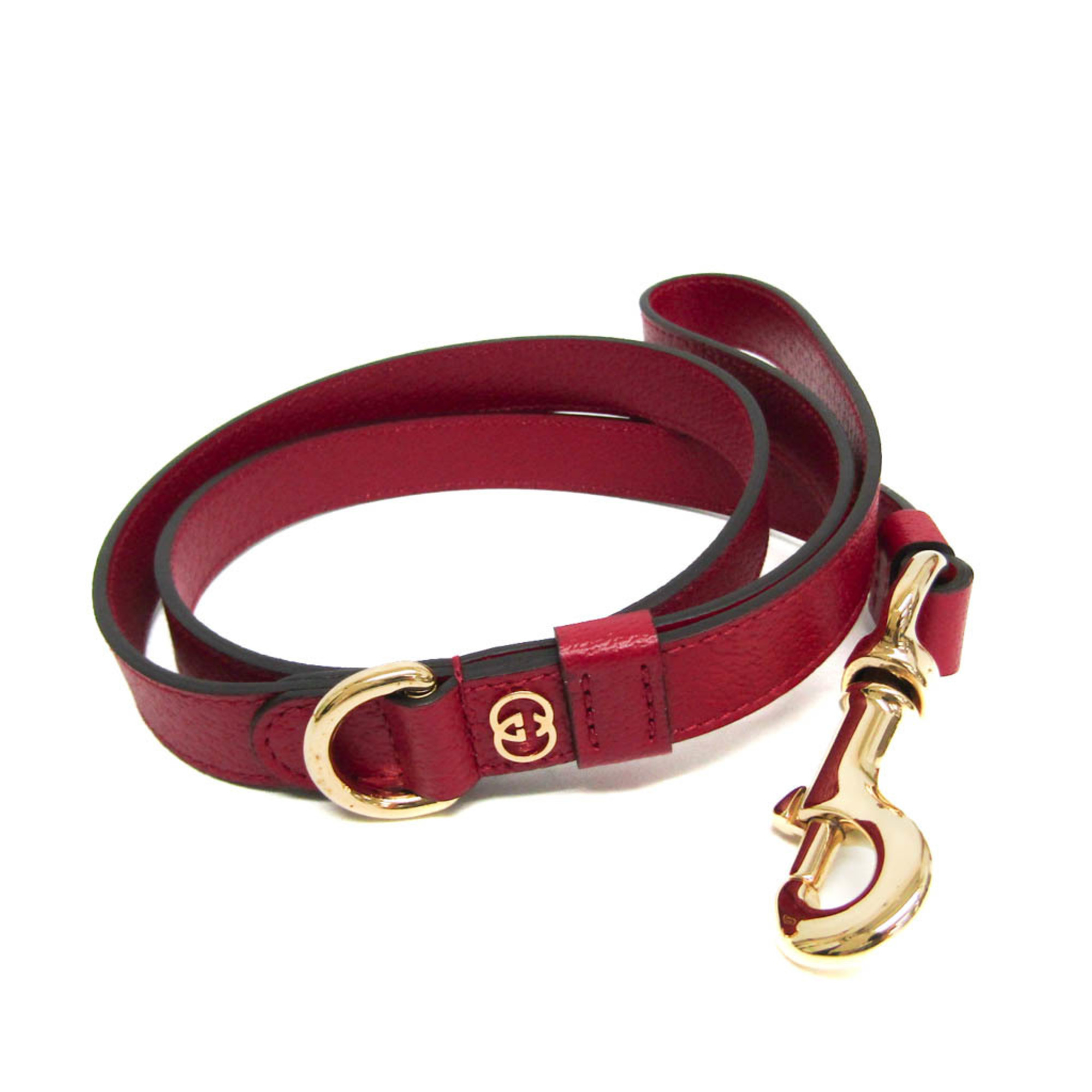 Gucci Interlocking G 692949 Dog Leash Leather Red Color