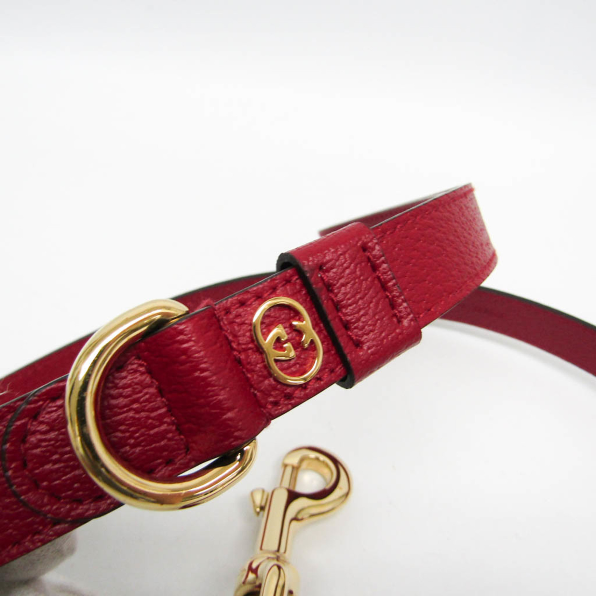 Gucci Interlocking G 692949 Dog Leash Leather Red Color