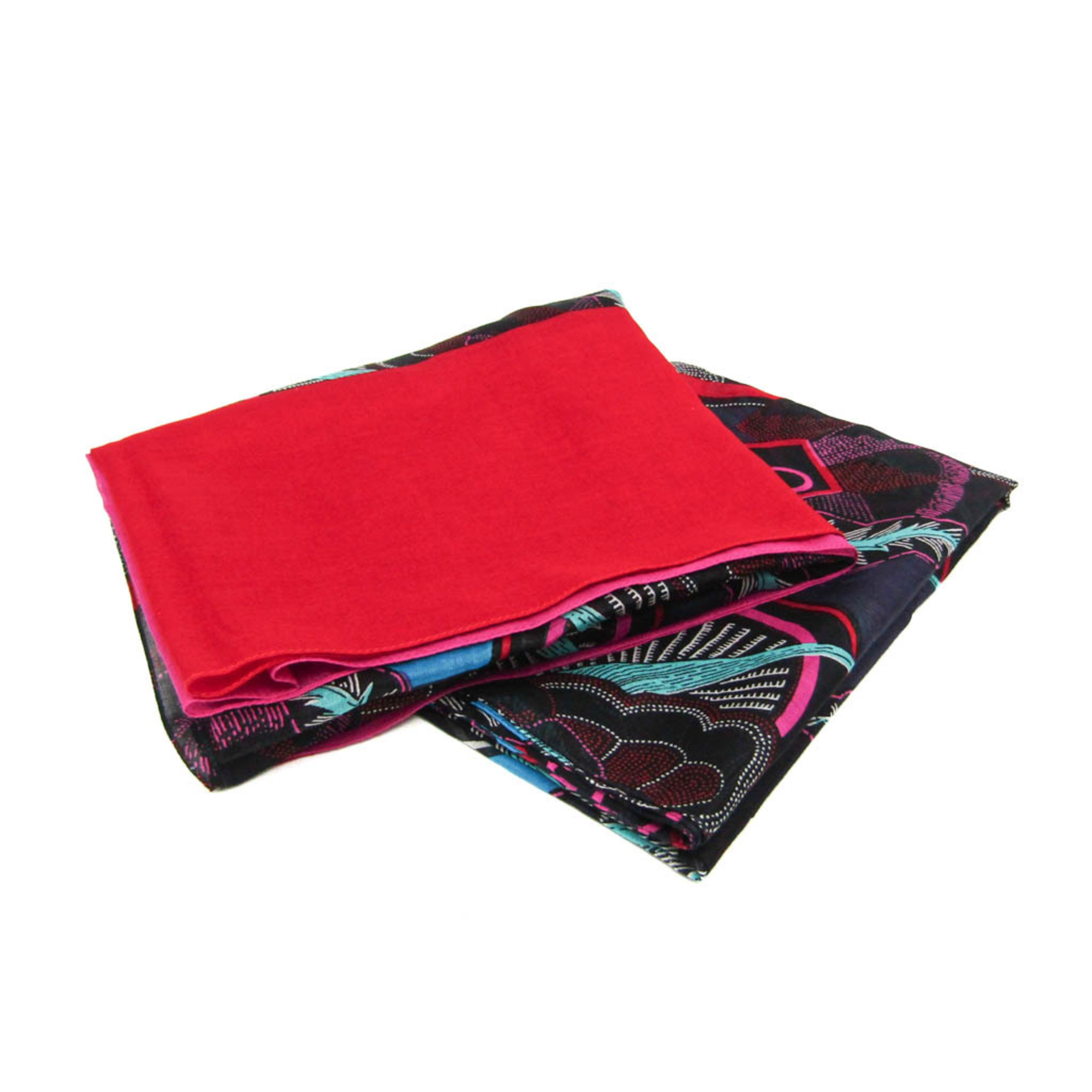 Hermes HERMES BAIN Women's Cotton Scarf Black,Purple,Red Color