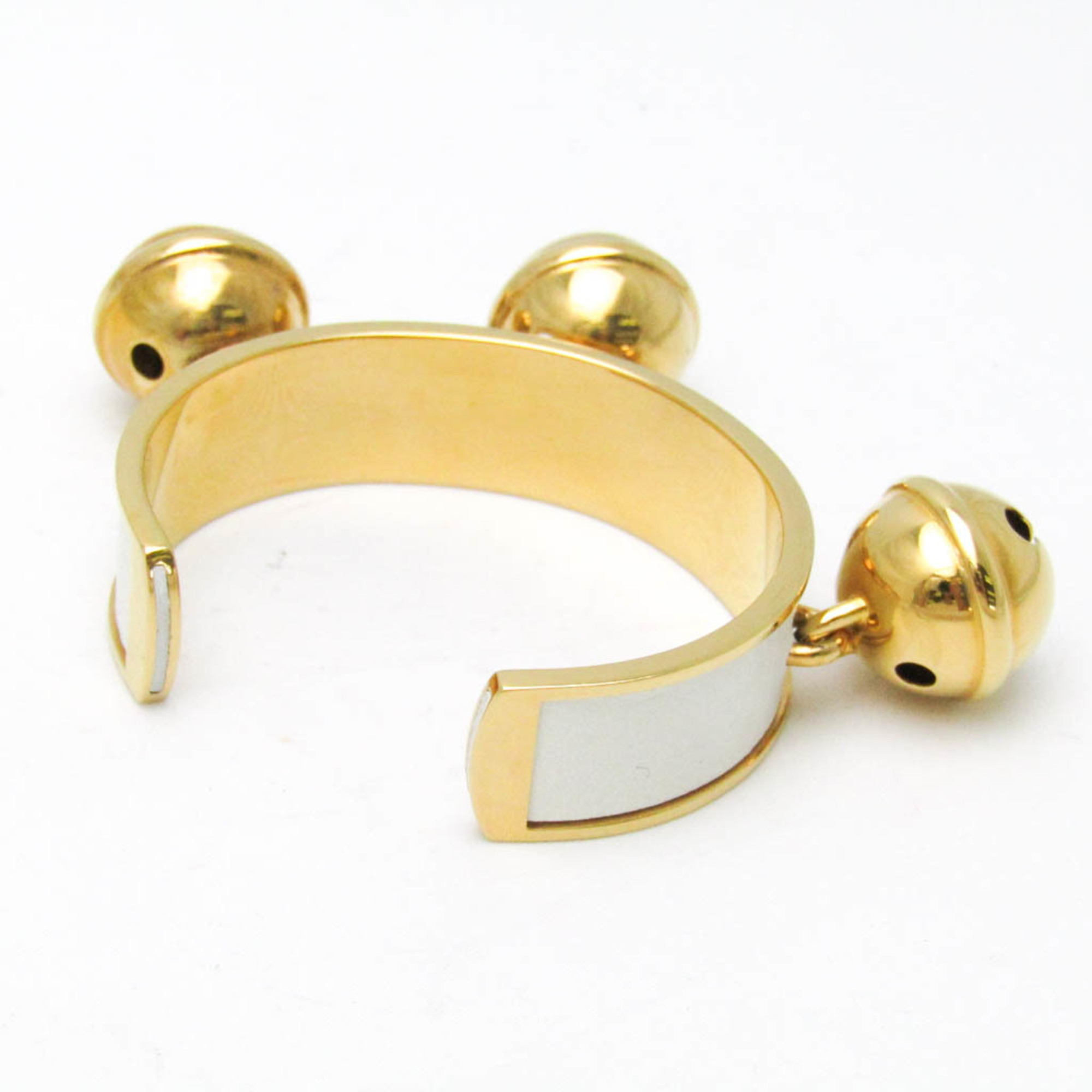 Hermes Bell Leather,Metal Bangle Gold,White