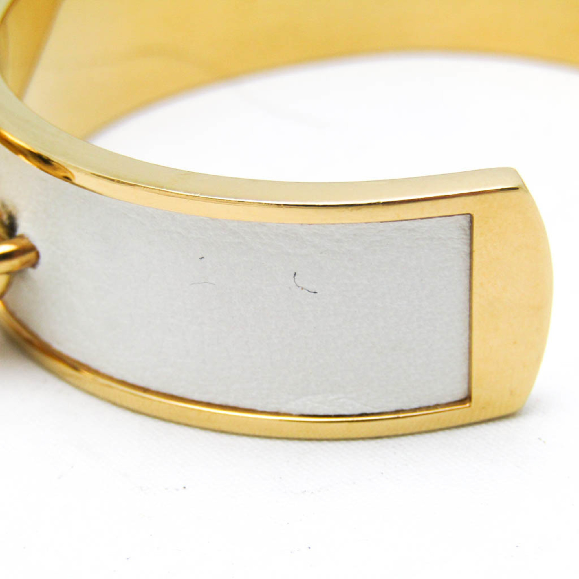 Hermes Bell Leather,Metal Bangle Gold,White