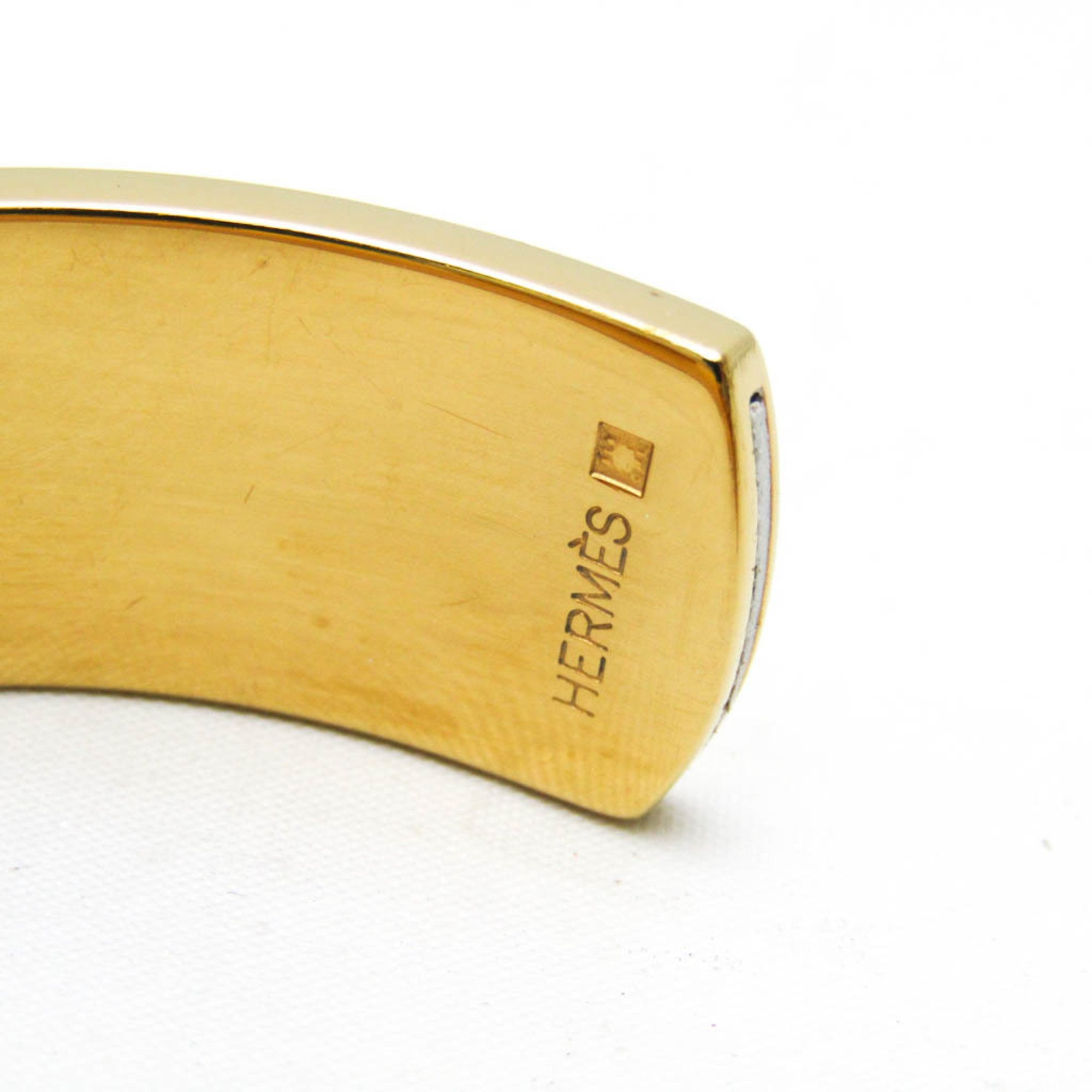 Hermes Bell Leather,Metal No Stone Bangle Gold,White