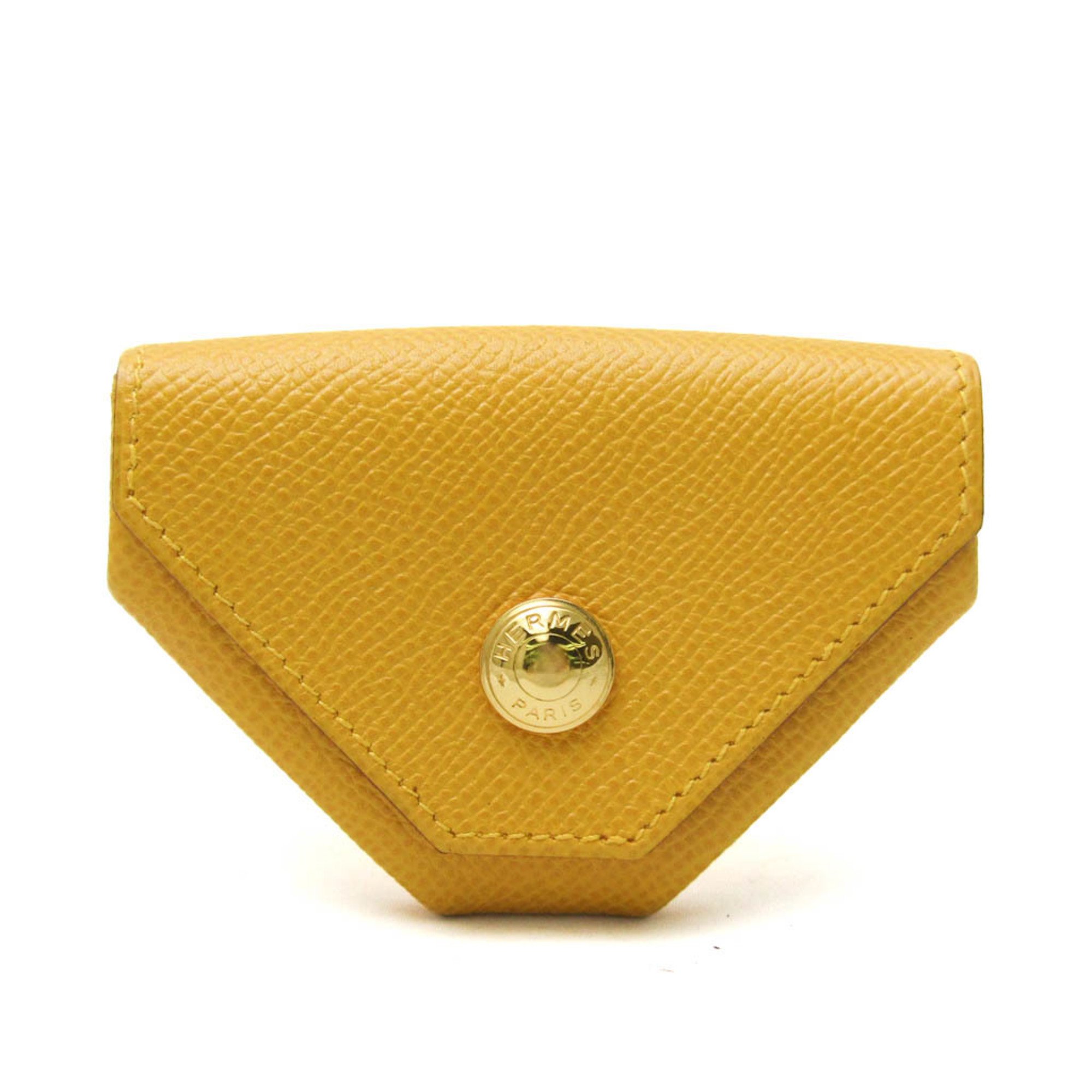 Hermes LE 24 Women's Epsom Leather Coin Purse/coin Case Yellow