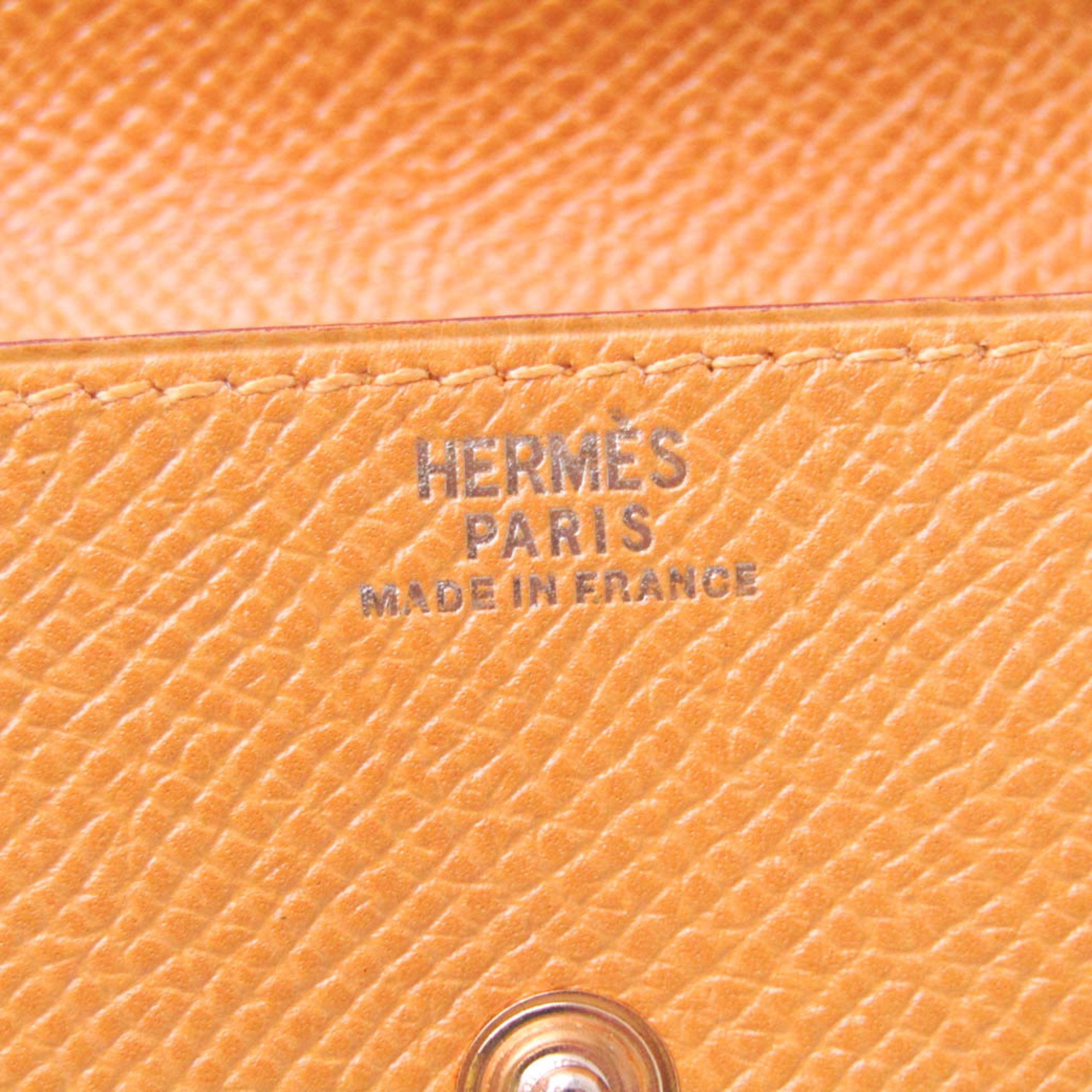 Hermes LE 24 Women's Epsom Leather Coin Purse/coin Case Yellow