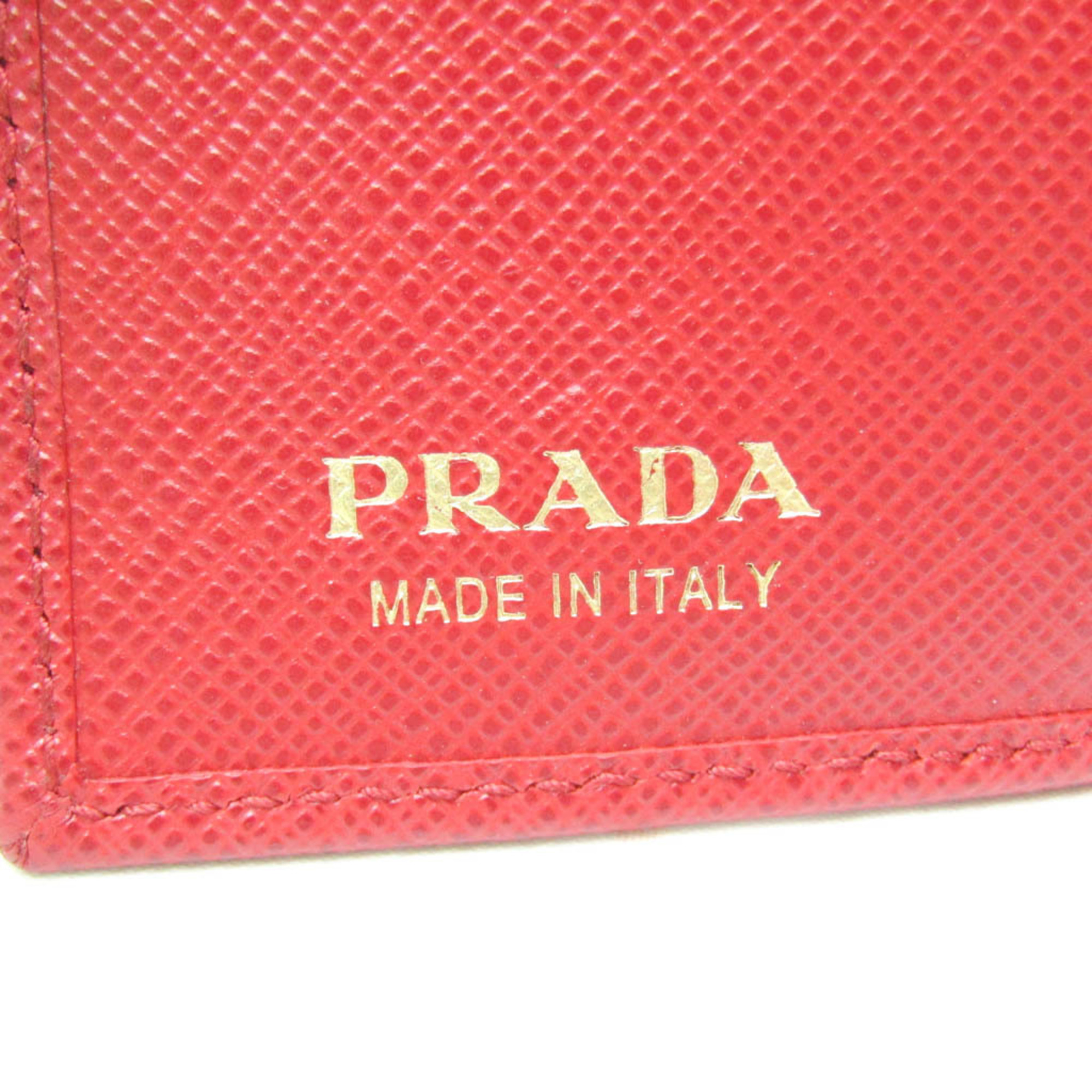 Prada Saffiano 1PG222 Women's Leather Key Case Red Color