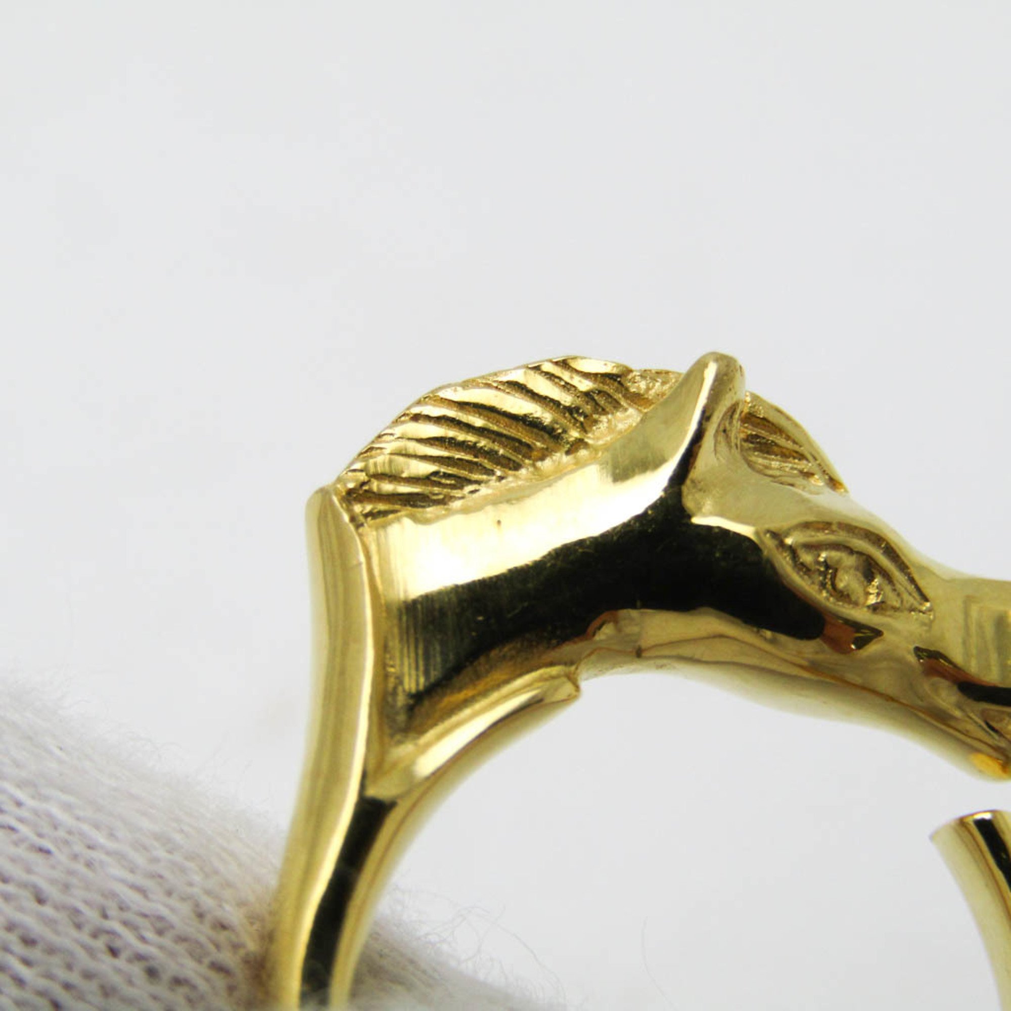 Hermes Cheval Metal Casual No Stone Band Ring Gold