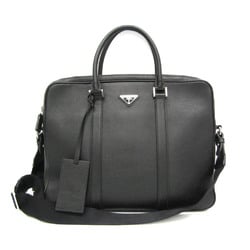 Prada Men's Leather Briefcase,Shoulder Bag Black