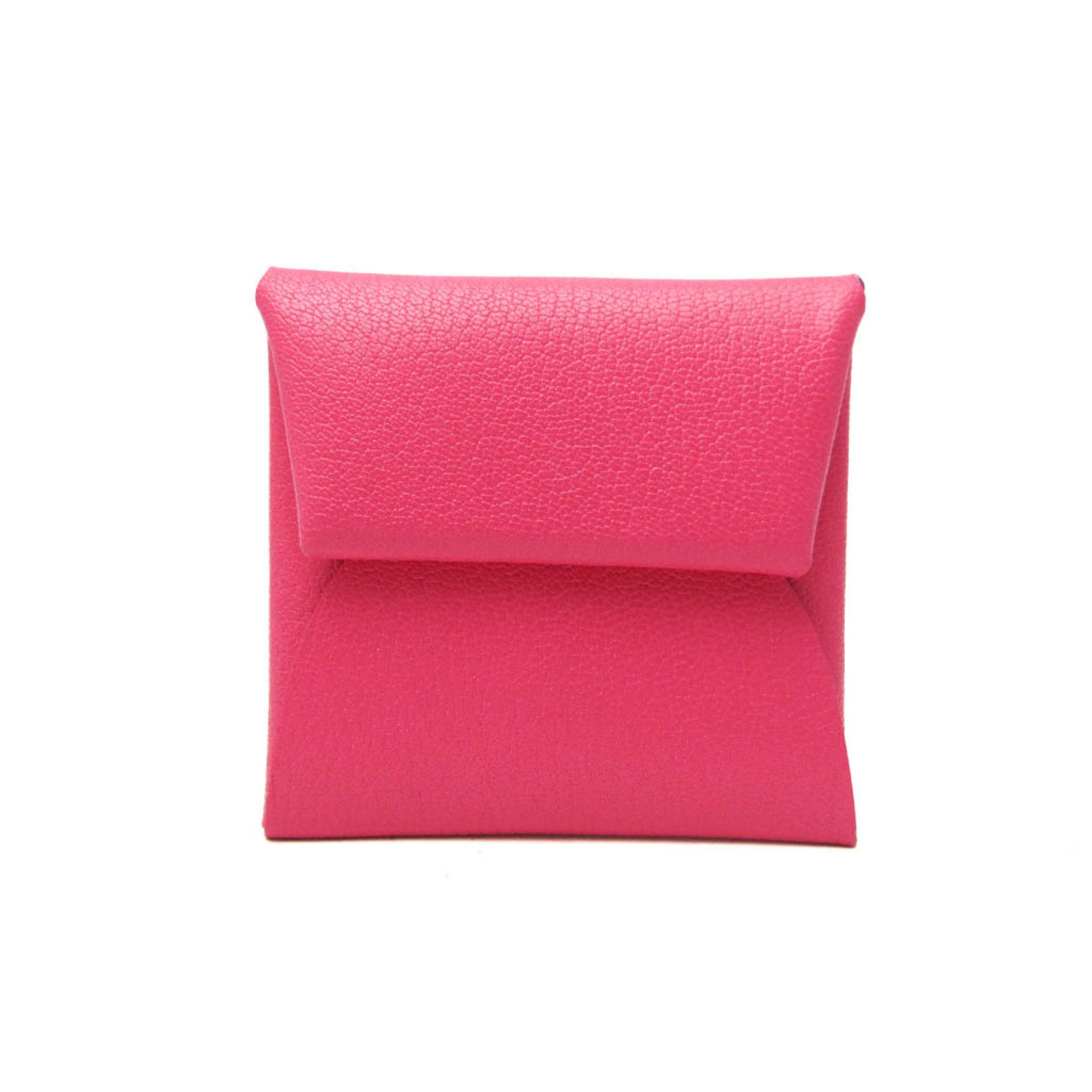 Hermes Bastia Women's Chevre Leather Coin Purse/coin Case Pink