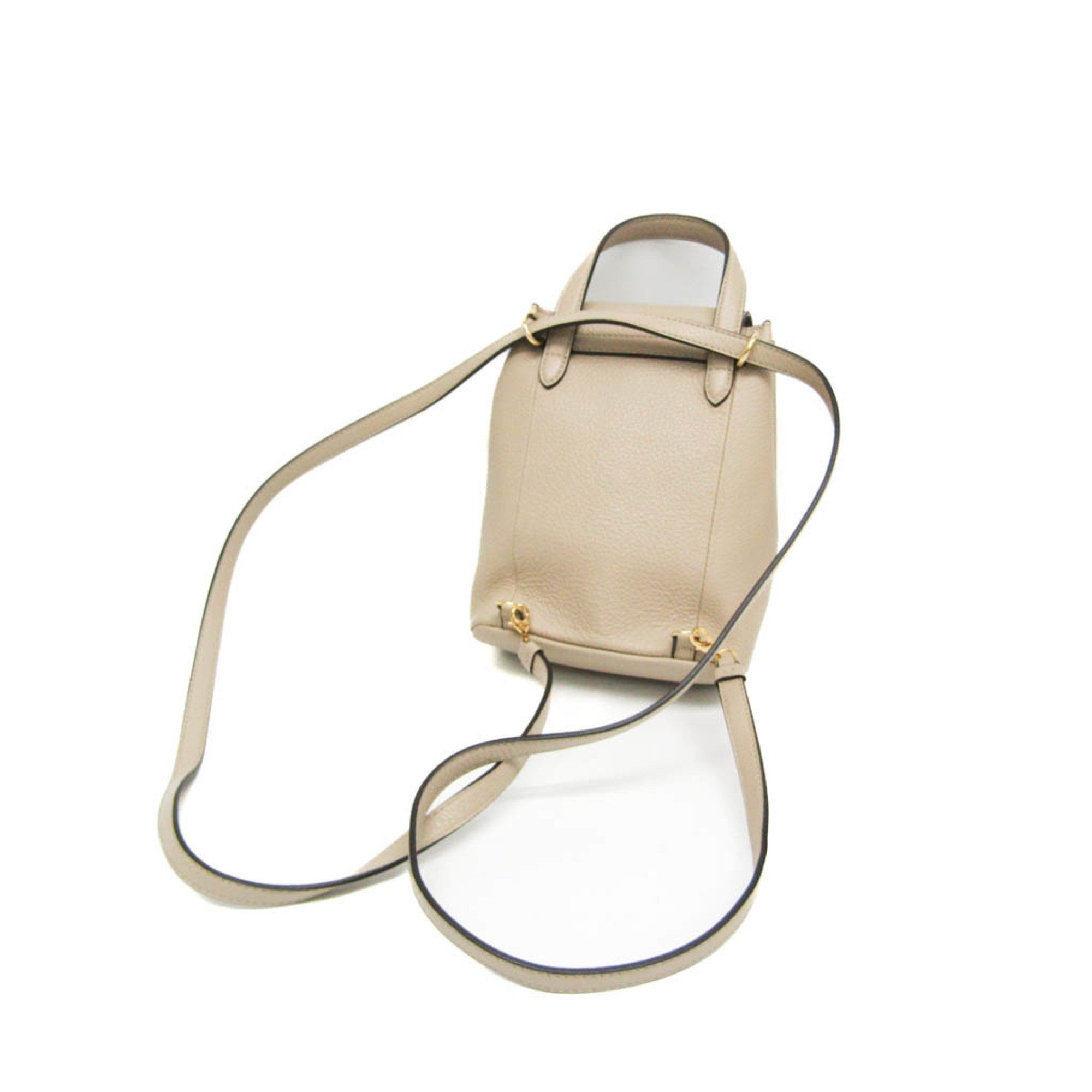 Salvatore Ferragamo Gancini AU-21 2969 Women's Leather Backpack Light Beige