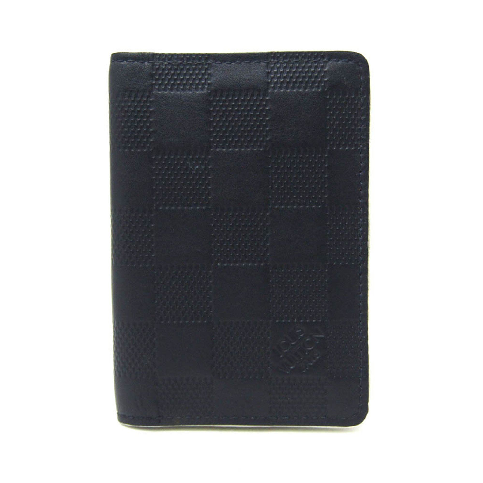 Louis Vuitton Damier Infini Pocket Organiser N64028 Damier Infini Card Case Black,Dark Navy