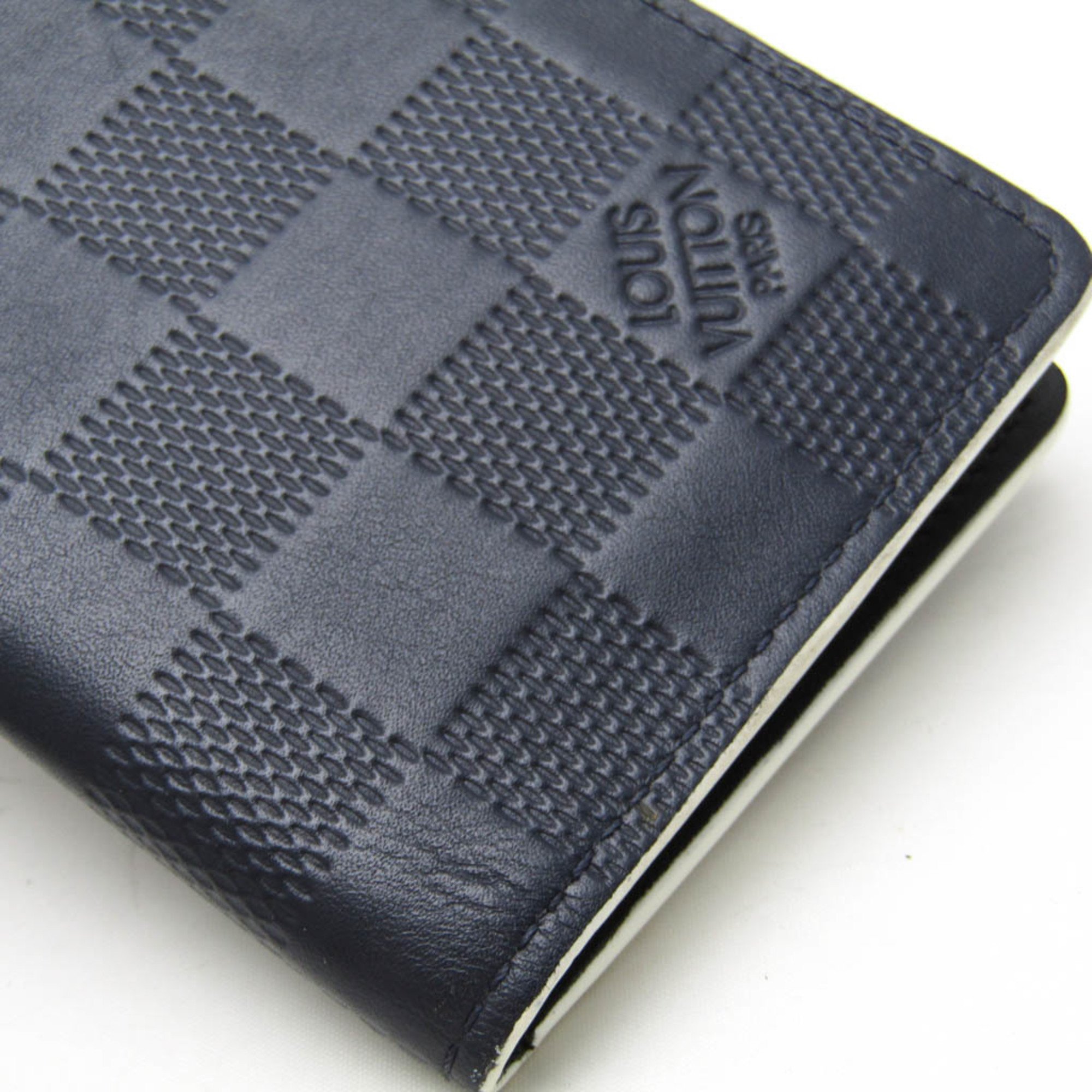 Louis Vuitton Damier Infini Pocket Organiser N64028 Damier Infini Card Case Black,Dark Navy