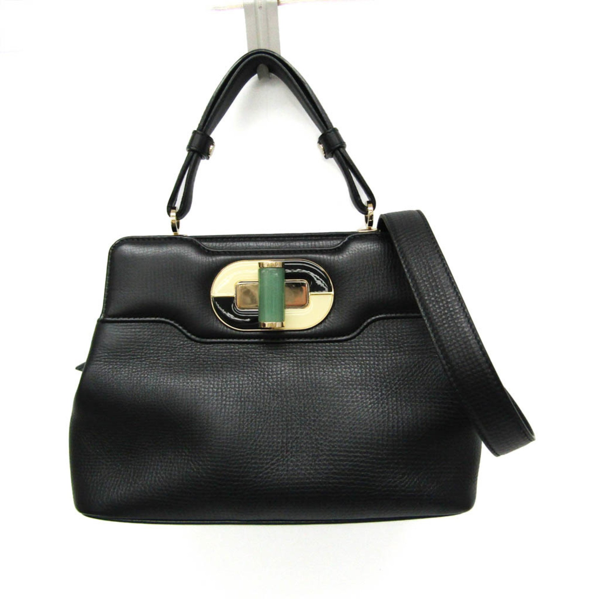 Bvlgari Isabella Rossellini Women's Leather Handbag,Shoulder Bag Black