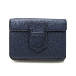 Delvaux Presse Women's Leather Wallet (tri-fold) Beige,Navy