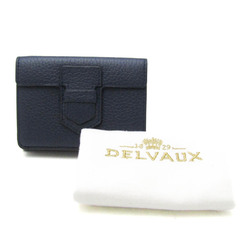 Delvaux Presse Women's Leather Wallet (tri-fold) Beige,Navy