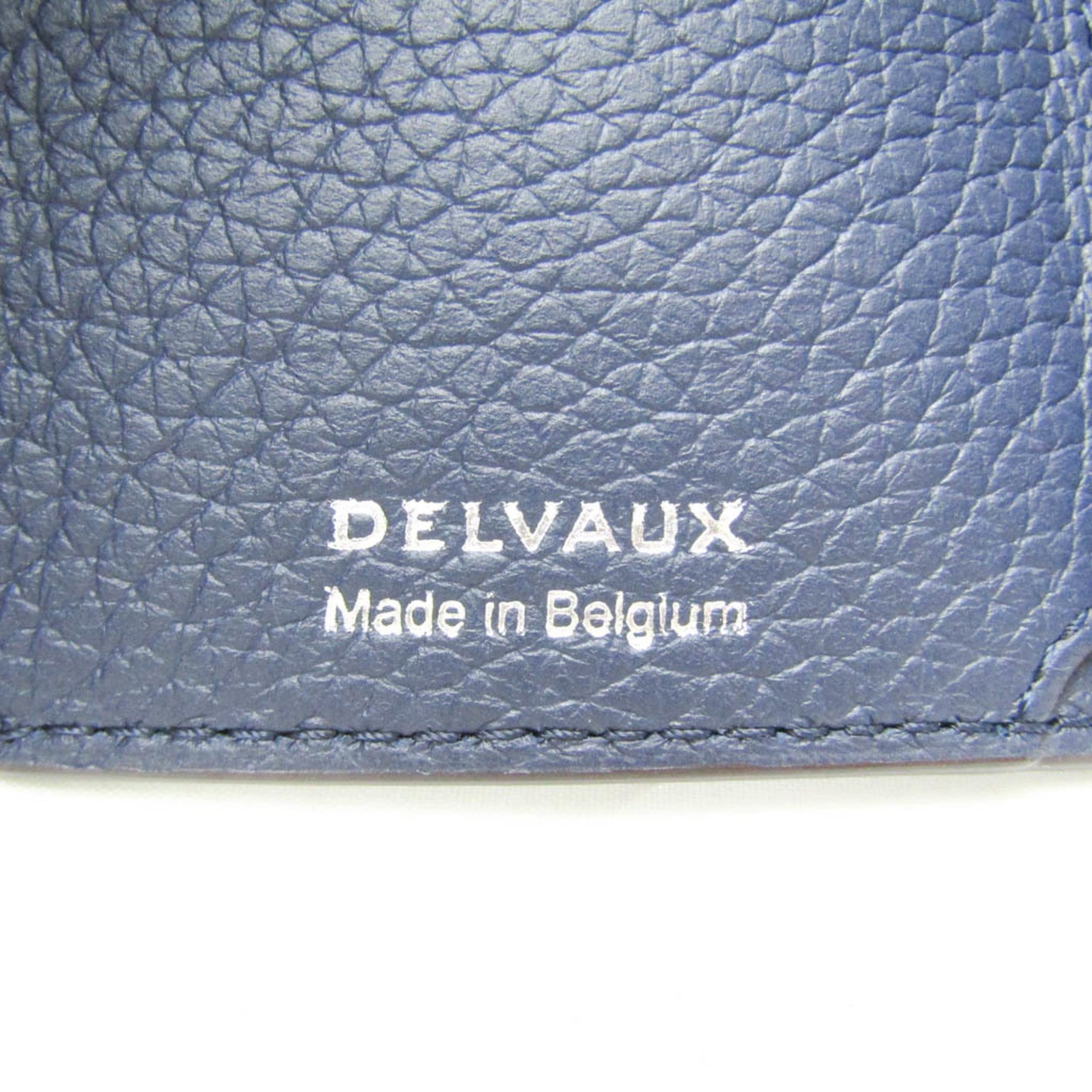 Delvaux Presse Women's Leather Wallet (tri-fold) Beige,Navy