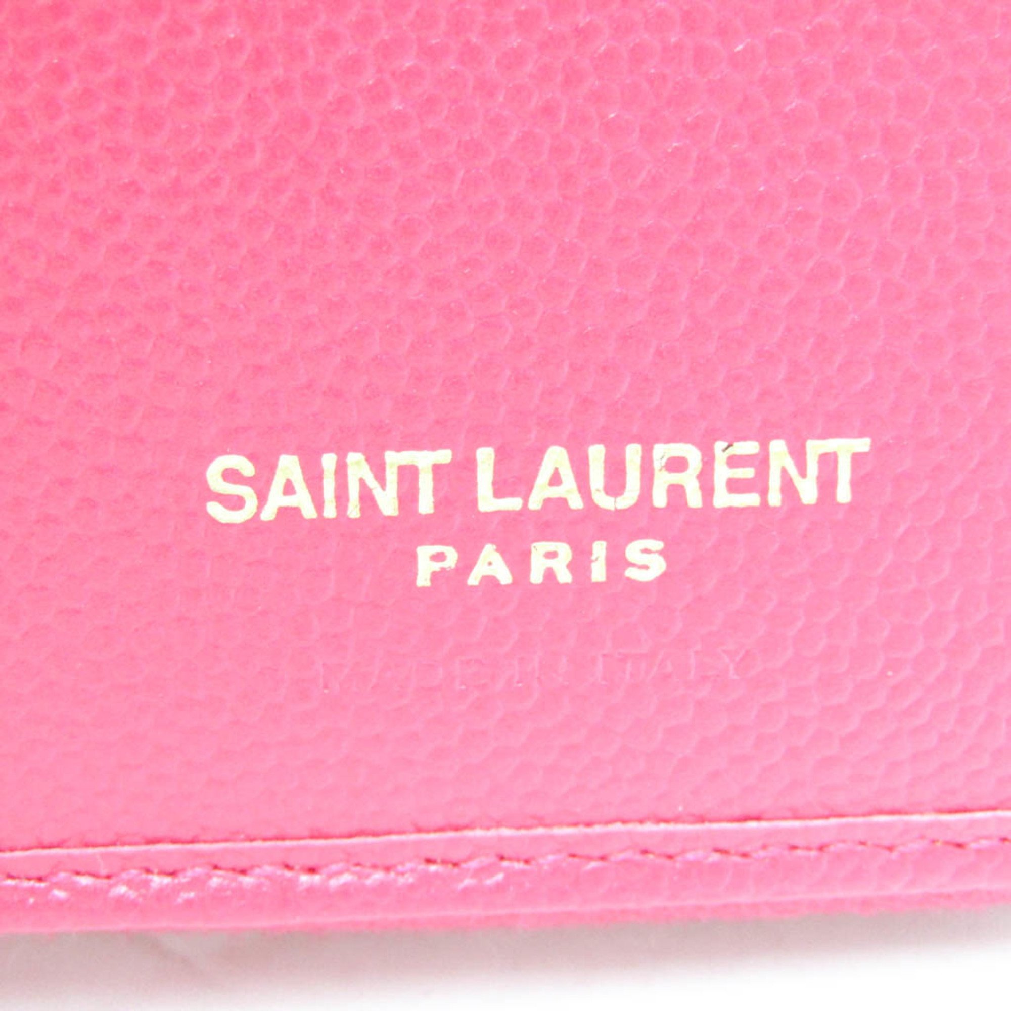 Saint Laurent 403723 Women's  Calfskin Wallet (bi-fold) Pink