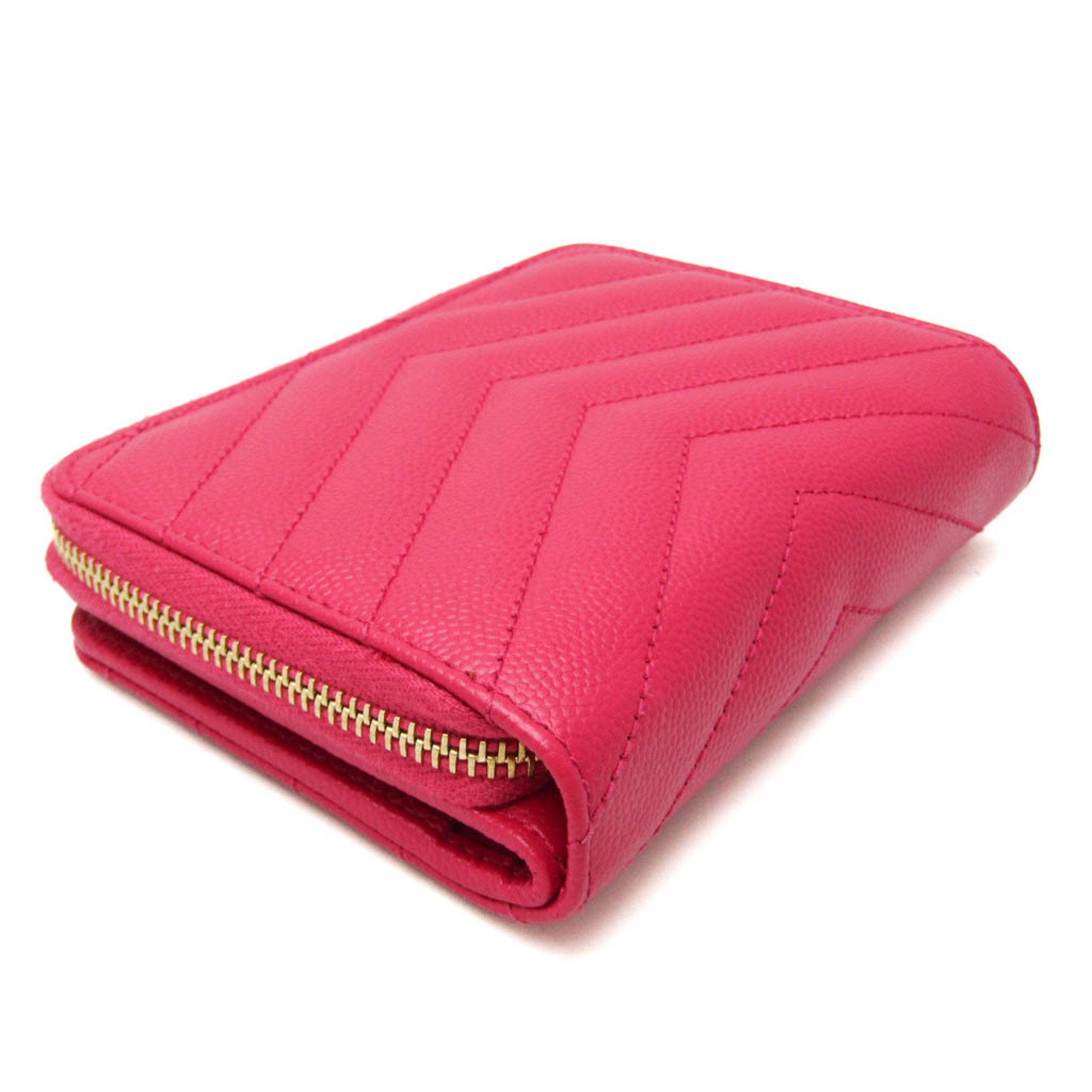 Saint Laurent 403723 Women's  Calfskin Wallet (bi-fold) Pink