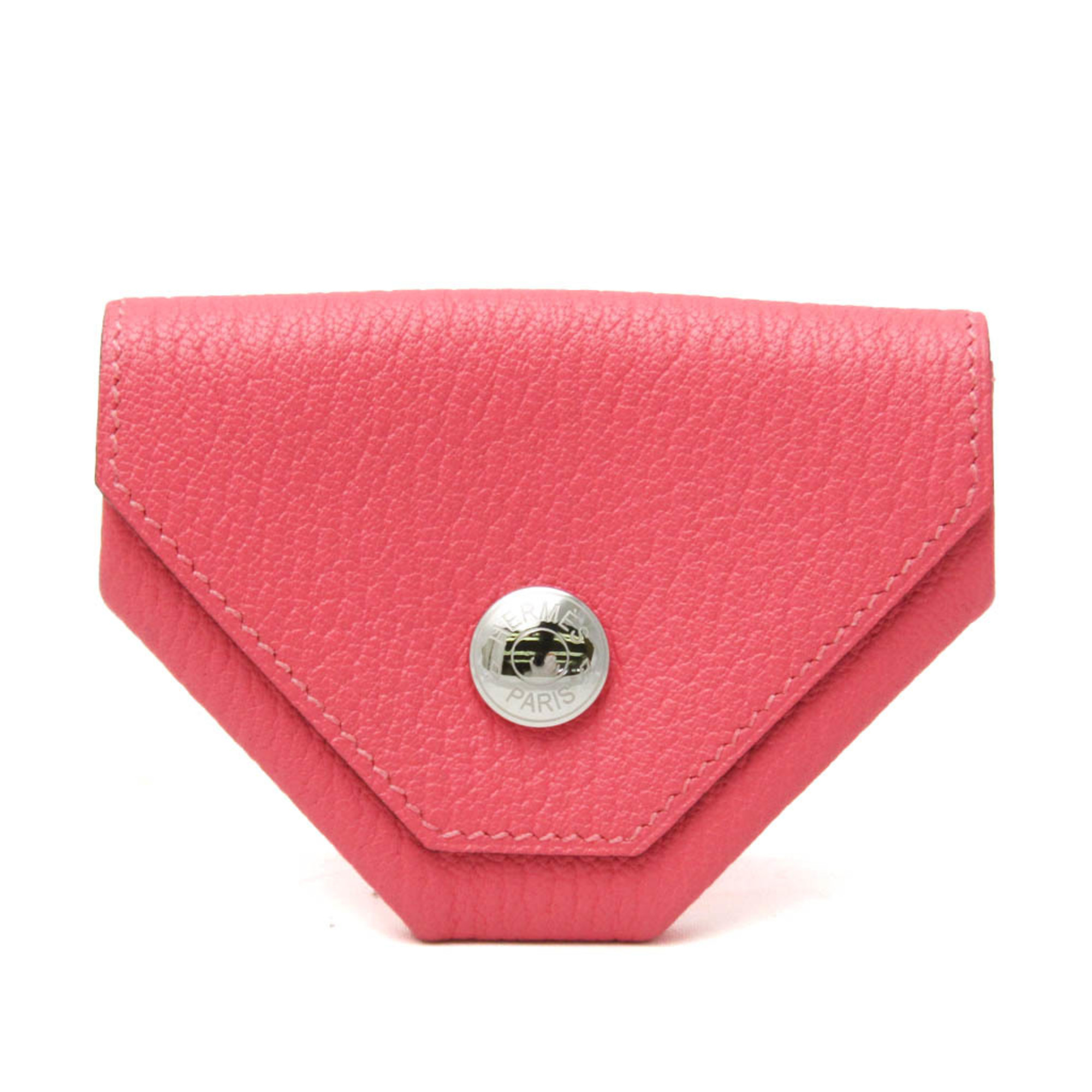 Hermes LE 24 Women's Chevre Leather Coin Purse/coin Case Pink