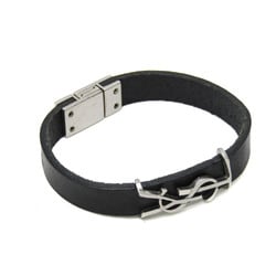 Saint Laurent OPYUM 559355 Leather,Metal No Stone Bangle Black,Silver