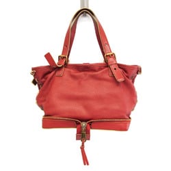 Chloé Ellen 03-12-62-65 Women's Leather Handbag,Tote Bag Red Brown