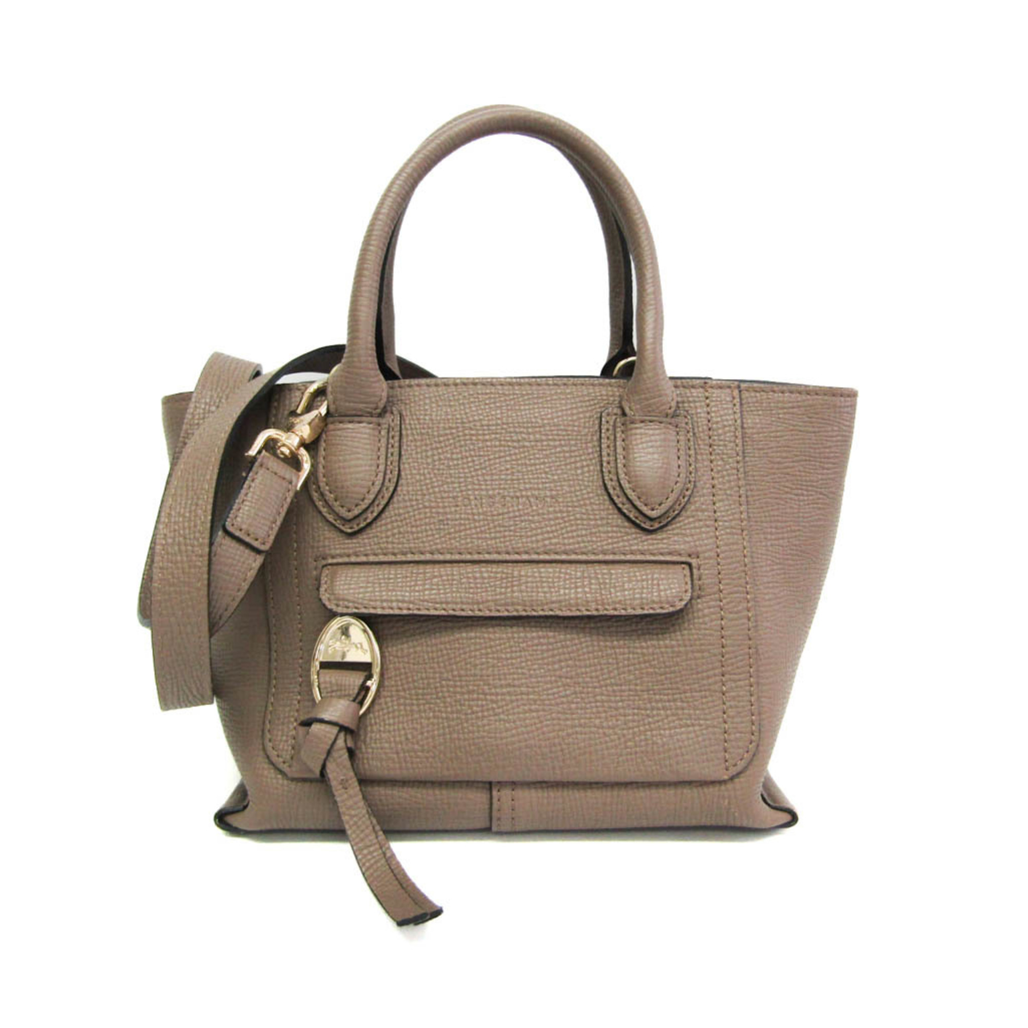 Longchamp Mailbox Top Handle 10103 HTA 015 Women's Leather Handbag,Shoulder Bag Grayish