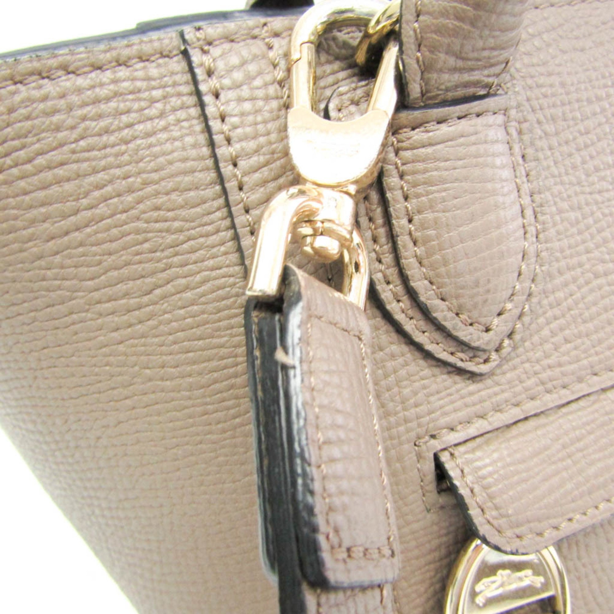 Longchamp Mailbox Top Handle 10103 HTA 015 Women's Leather Handbag,Shoulder Bag Grayish