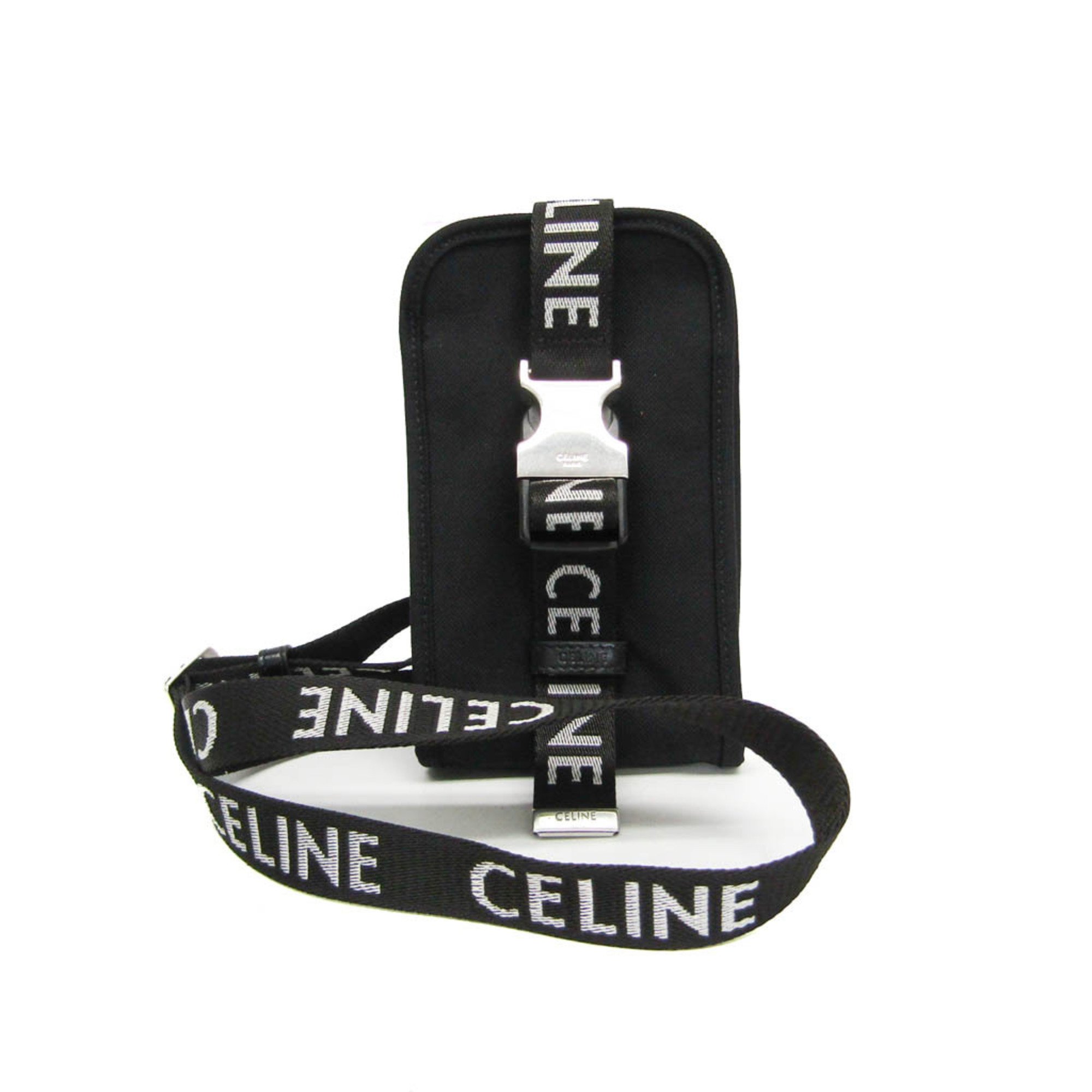 Celine Trekking Mobile Phone Pouch 10J21 Men,Women Nylon Canvas Pouch,Shoulder Bag Black