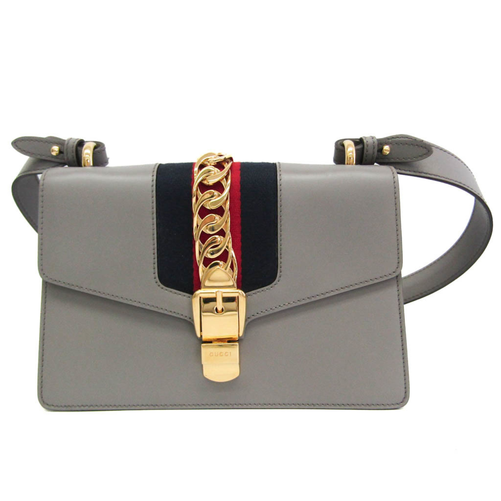 Gucci Sylvie 421882 Women's Leather Shoulder Bag Gray