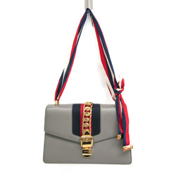 Gucci Sylvie 421882 Women's Leather Shoulder Bag Gray