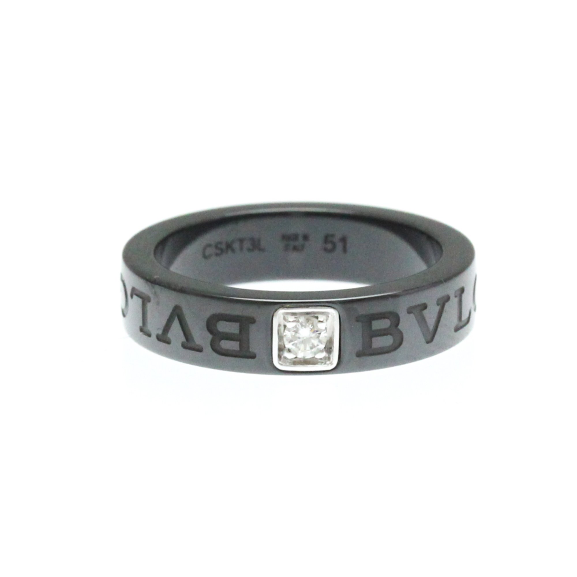 Bvlgari Double Logo Ceramic,White Gold (18K) Fashion Diamond Band Ring