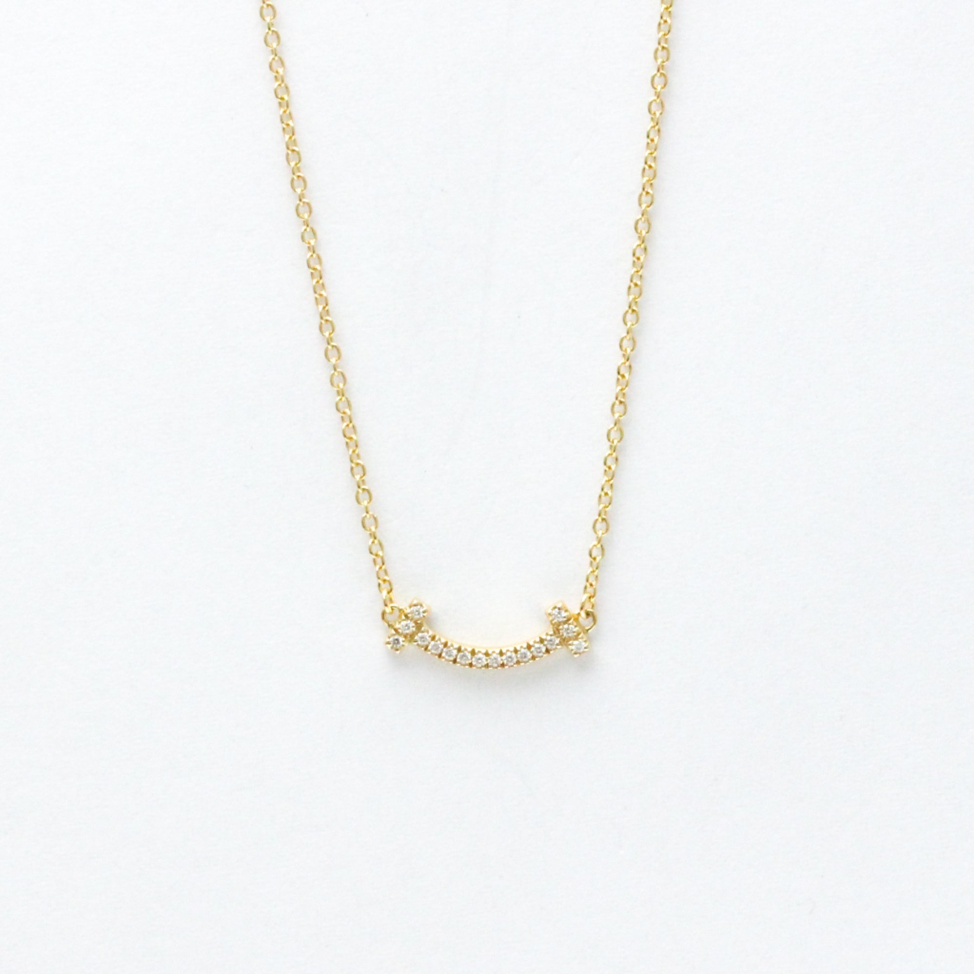 Tiffany T Smile Micro Diamond Necklace Yellow Gold (18K) Diamond Men,Women Fashion Pendant Necklace (Gold)