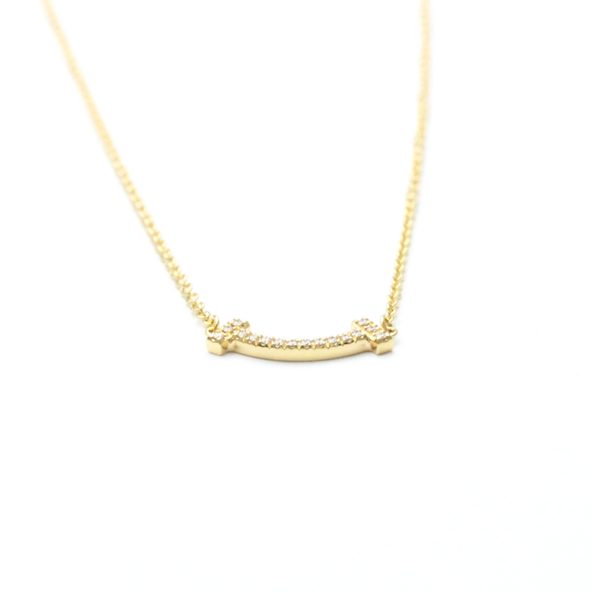 Tiffany T Smile Micro Diamond Necklace Yellow Gold (18K) Diamond Men,Women Fashion Pendant Necklace (Gold)