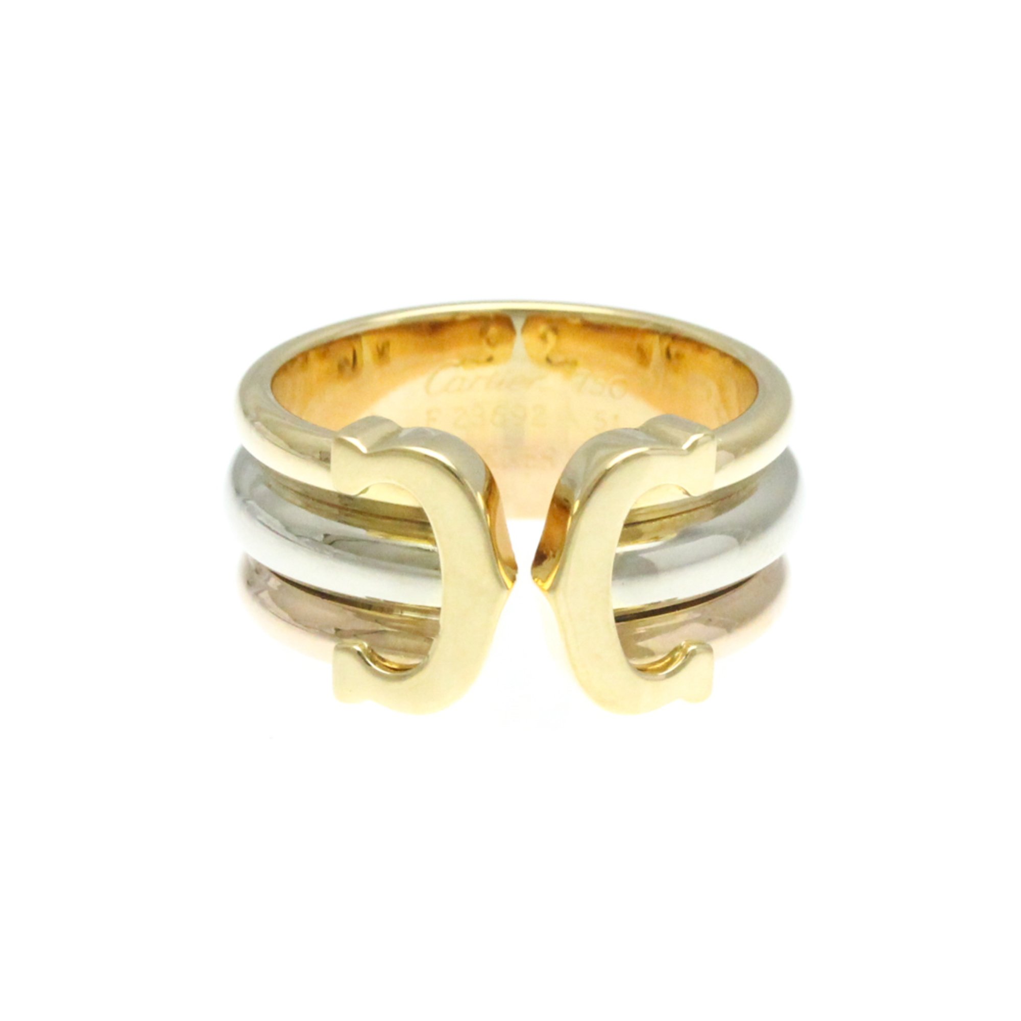 Cartier 2C Trinity Ring Pink Gold (18K),White Gold (18K),Yellow Gold (18K) Fashion No Stone Band Ring Gold